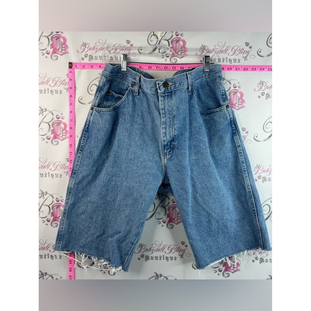 Wrangler shorts Bermuda long cut off distressed Light Blue Denim Cut-Off Shorts